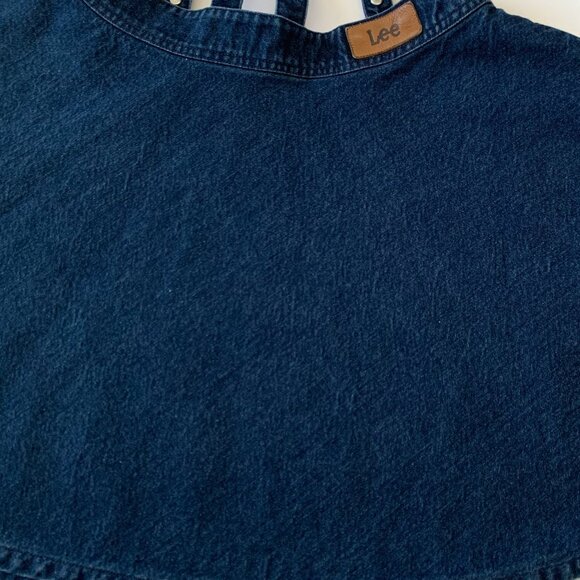 Lee Denim Jean Short Skirt Suspender Overalls Prep Western Coastal Cowgirl Boho - Picture 9 of 13